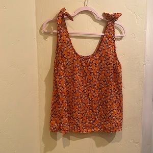 Orange Floral Tank Top